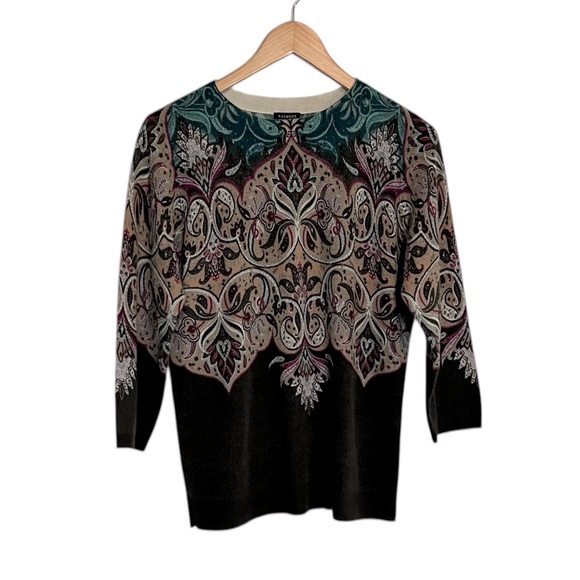 Talbots Audrey 100% Cashmere Sweater Paisley Size Large EUC - Picture 3 of 7